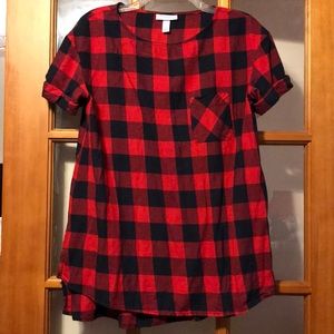 Red Plaid Liz Lange Maternity Top XS